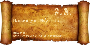Hamburger Mária névjegykártya